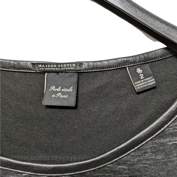 MAISON SCOTCH Space Dye Linen Blend Faux Leather Panel Dress M - Picture 5 of 11